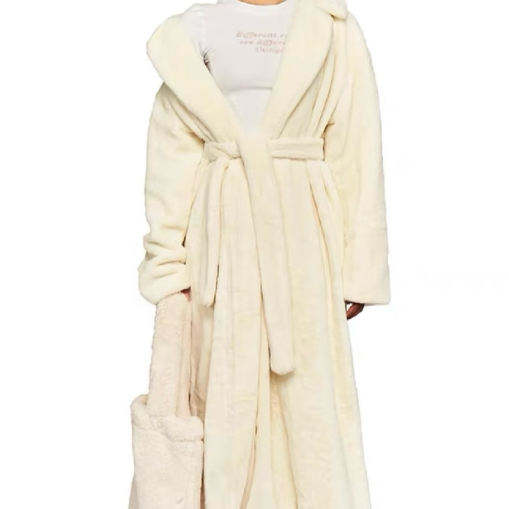 Cozy Cream Plush Robe/ My mum made it coat